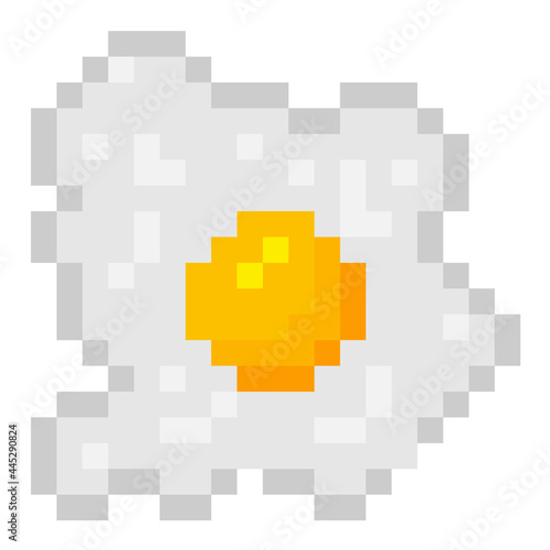 Egg fried pixel art icon illustration concept vector