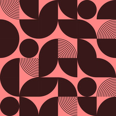 Crédence de cuisine Styles patrons Motif Bauhaus rétro noir rose  © Sunny March