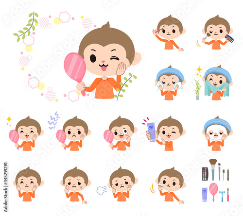 美容に関するさるの男の子のセット