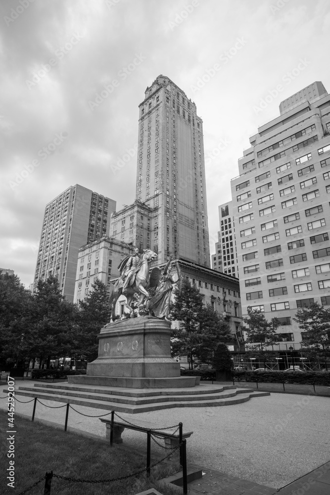 Monochrome statue in Central Park, New York City.