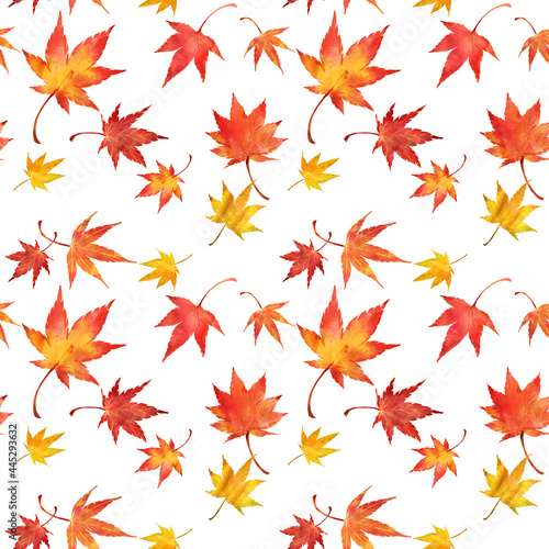 紅葉 水彩手描き イラスト パターン
