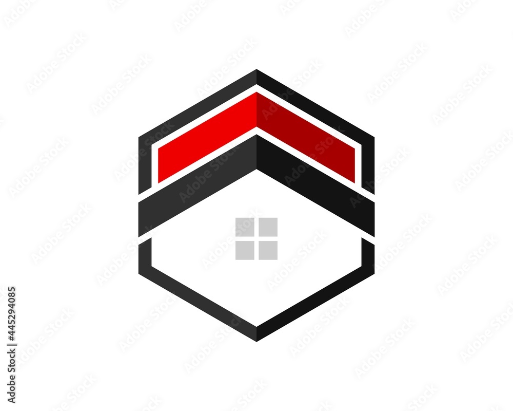 Hexagonal shape with window house inside Hexagonal shape with window house inside