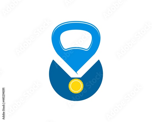 Gym kettle bell with Olympic medal inside