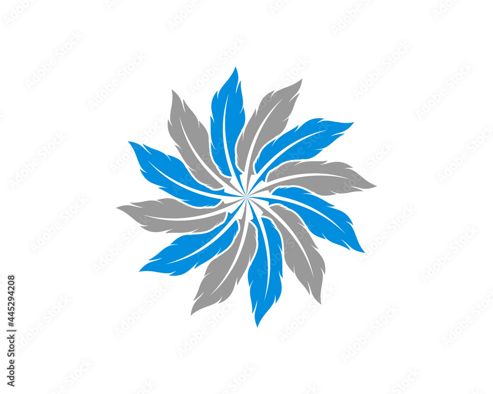 Fototapeta premium Circular feather with blue and gray colors
