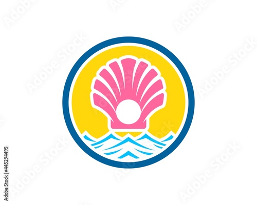 Circle shape with pinky clams on the top of beach