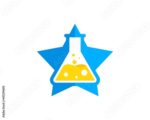 Blue star shape with triangle bottle laboratory inside
