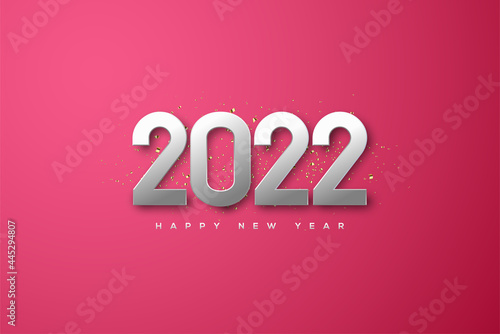 Happy new year 2022 with elegant metallic numbers.