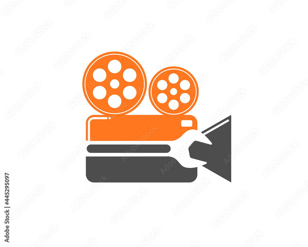 Wrench repair inside the video recorder logo Wrench repair inside the video recorder logo