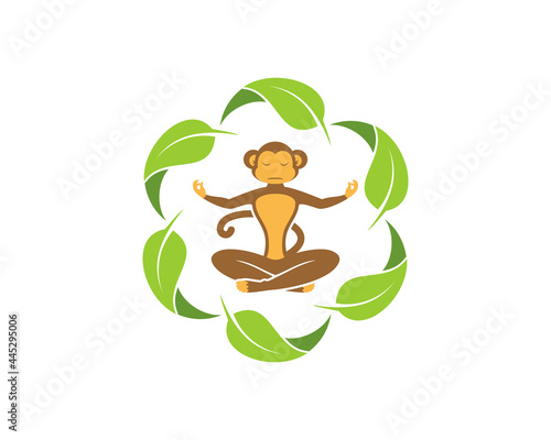 Monkey meditation in the circular nature leaf