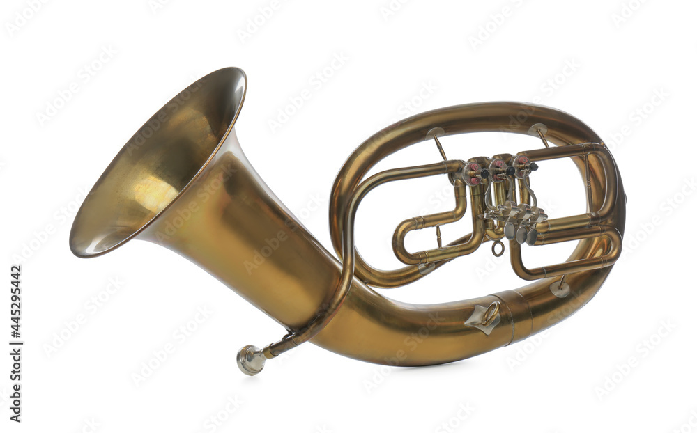 Obraz premium Tenor horn isolated on white. Wind musical instrument