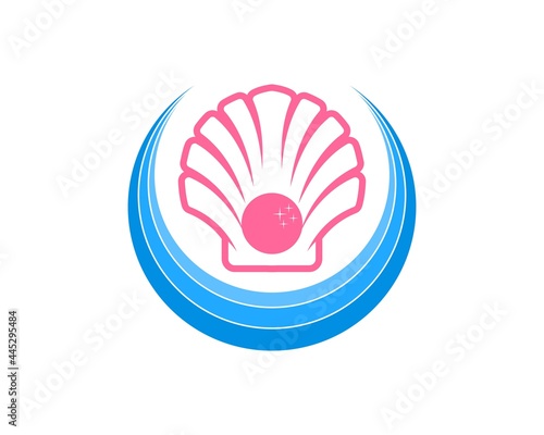 Circular abstract shape with pinky clams inside