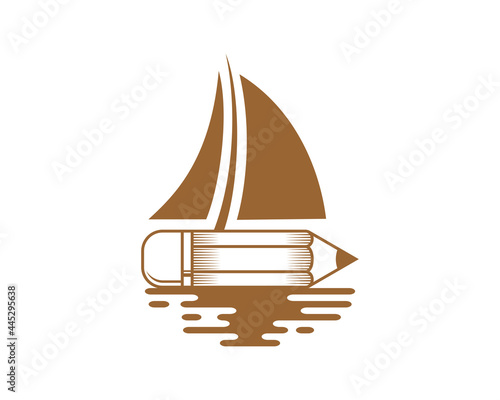 Combination pencil with boat shape logo