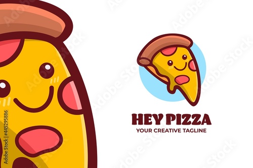 Cute Pizza Mascot Character Logo Template