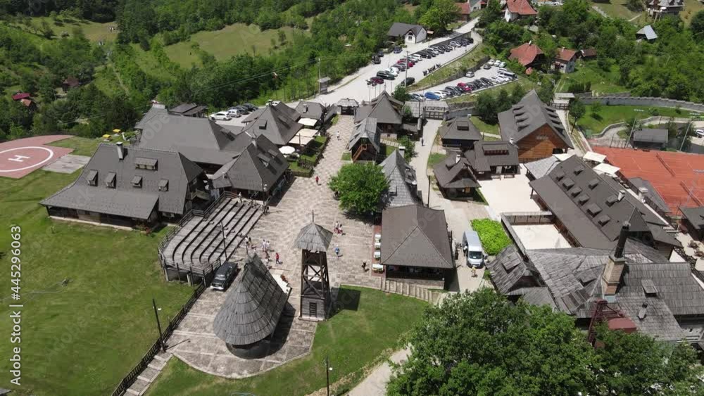 Kustendorf aka Timber Town, Mokra Gora, Serbia. Aerial View, Tourist