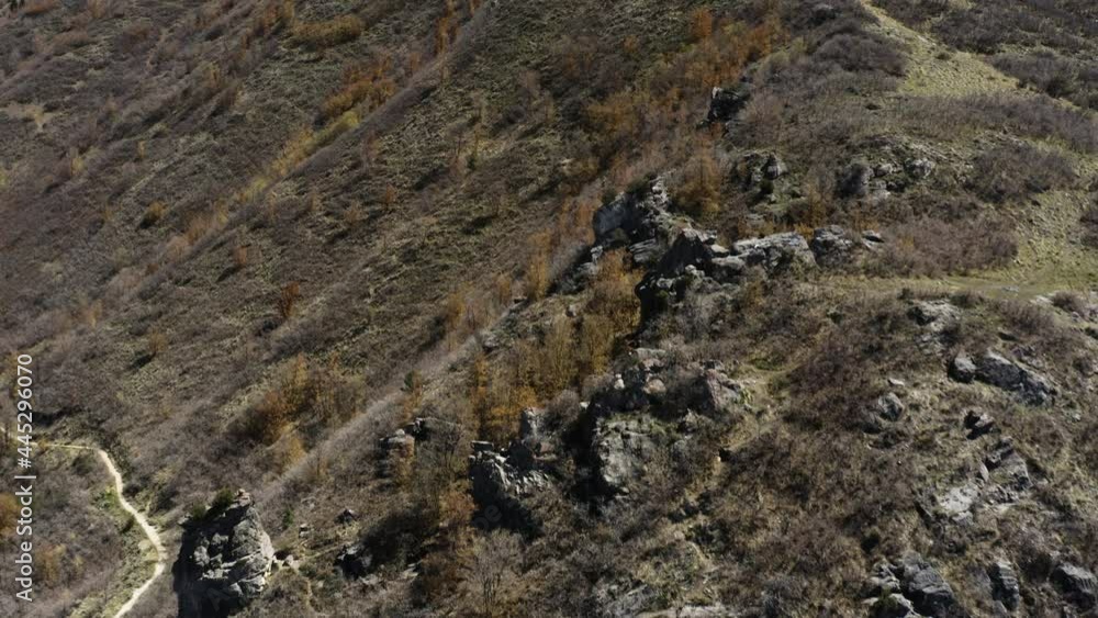 Reverse aerial drone shot of Rock Canyon landscape in Utah. Drone shot. Reverse aerial drone shot of Rock Canyon landscape in Utah. Drone shot.