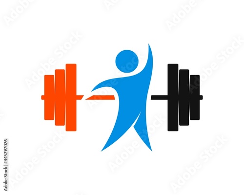 Gym barbel with healthy people inside