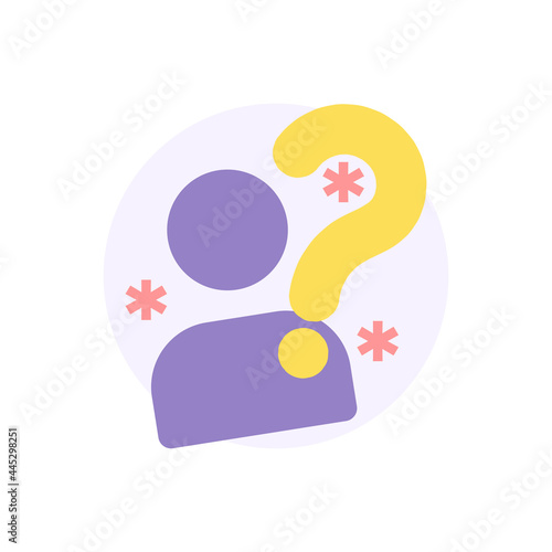 concept icon forgot password or forgot username. illustration of account symbol or person avatar, star, question mark. flat cartoon style. vector design