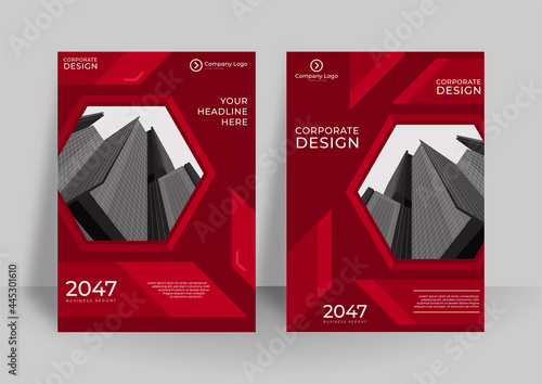 Poster design business corporate cover invitation template. Red flyer cover business brochure vector design, Leaflet advertising abstract background, Modern poster annual magazine layout template