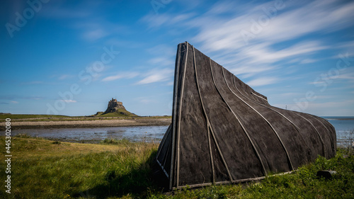 Closeup of a boat shed at the Holy Island of Lindisfarne, United Kingdom