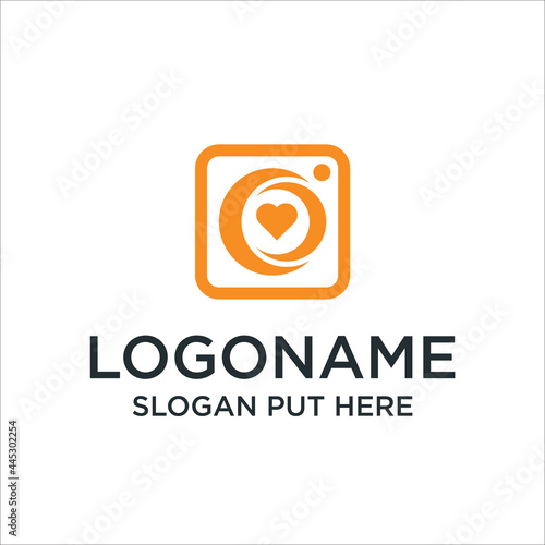 love camera photo logo template vector illustration icon element.