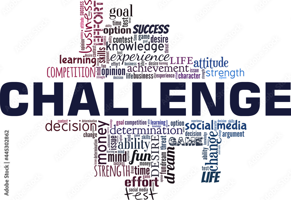 Challenge vector illustration word cloud isolated on a white background. Challenge vector illustration word cloud isolated on a white background.