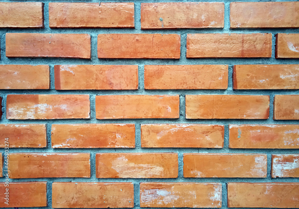 Obraz premium Art Brick wall with red brick, red brick background from thailand