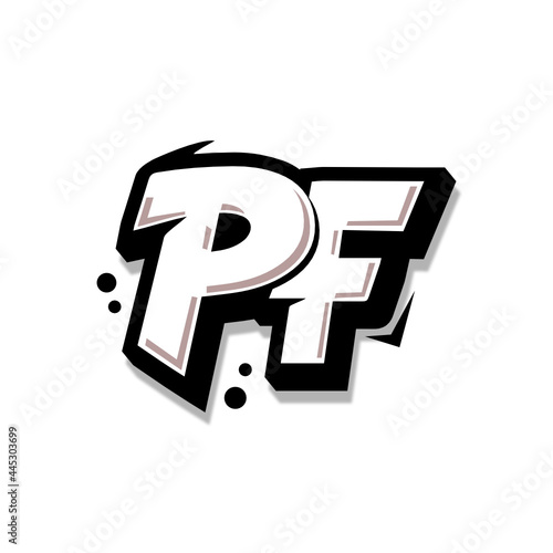 Simple Initial Logo Lettering Cartoon Grafity Black and White PF
 photo