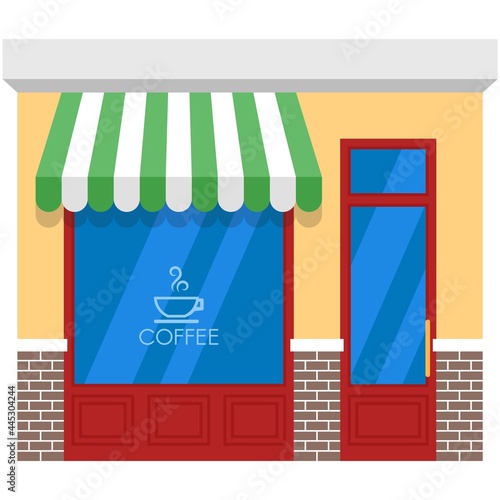 Coffee shop vector front flat building illustration
