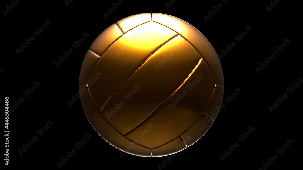 Obraz premium Gold volleyball ball isolated on black background. 3d illustration for background. 