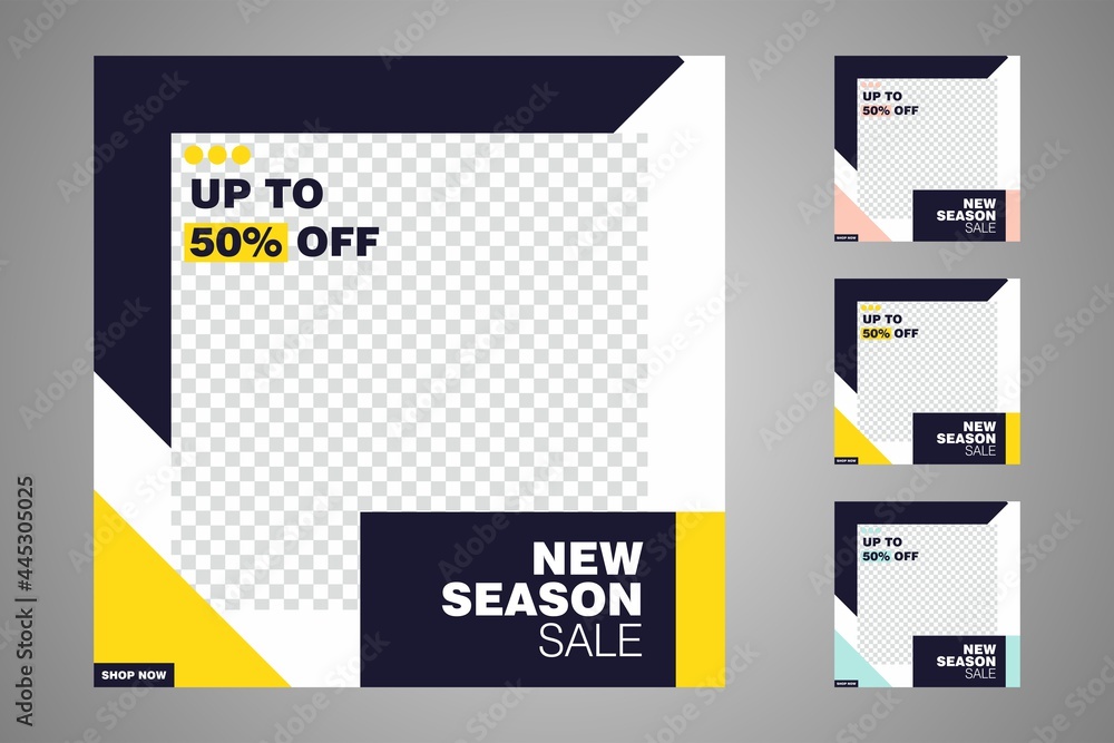 New set of editable minimal banner templates. Suitable for social media posts and web or internet ads. Vector illustration with photo college. New set of editable minimal banner templates. Suitable for social media posts and web or internet ads. Vector illustration with photo college.