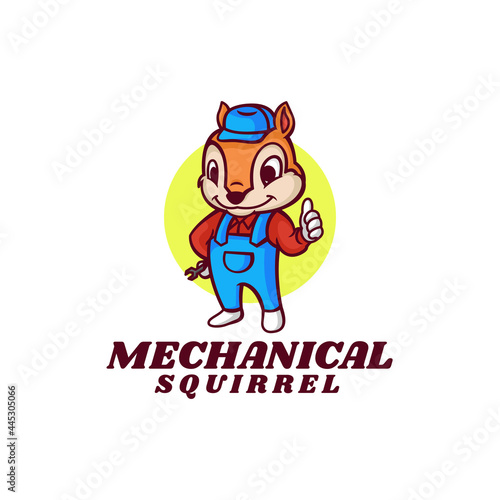 Vector Logo Illustration Mechanical Squirrel Mascot Cartoon Style.