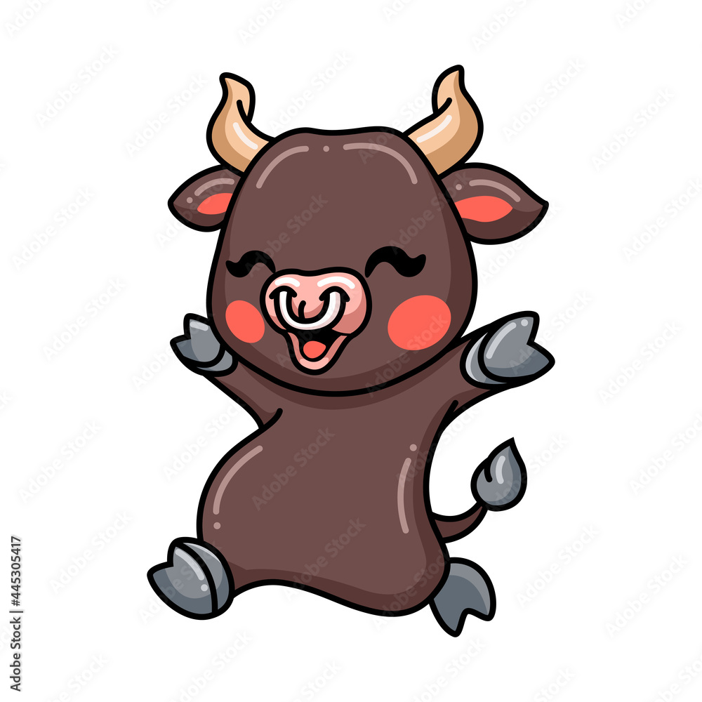 Cute happy baby bull cartoon