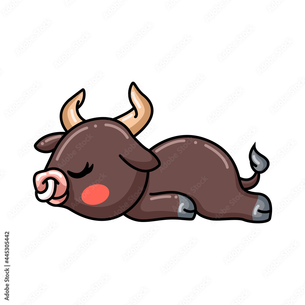 Cute baby bull cartoon sleeping Cute baby bull cartoon sleeping