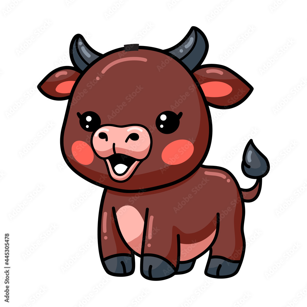 Fototapeta premium Cute happy baby buffalo cartoon