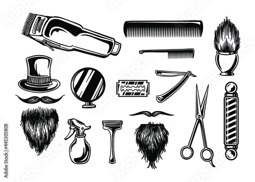 Barbershop Tool Set Collection Vector Illustration Template Icon Design