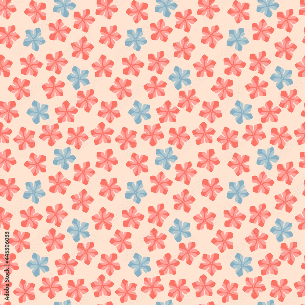 Japanese Cute Star Flower Fall Vector Seamless Pattern Japanese Cute Star Flower Fall Vector Seamless Pattern