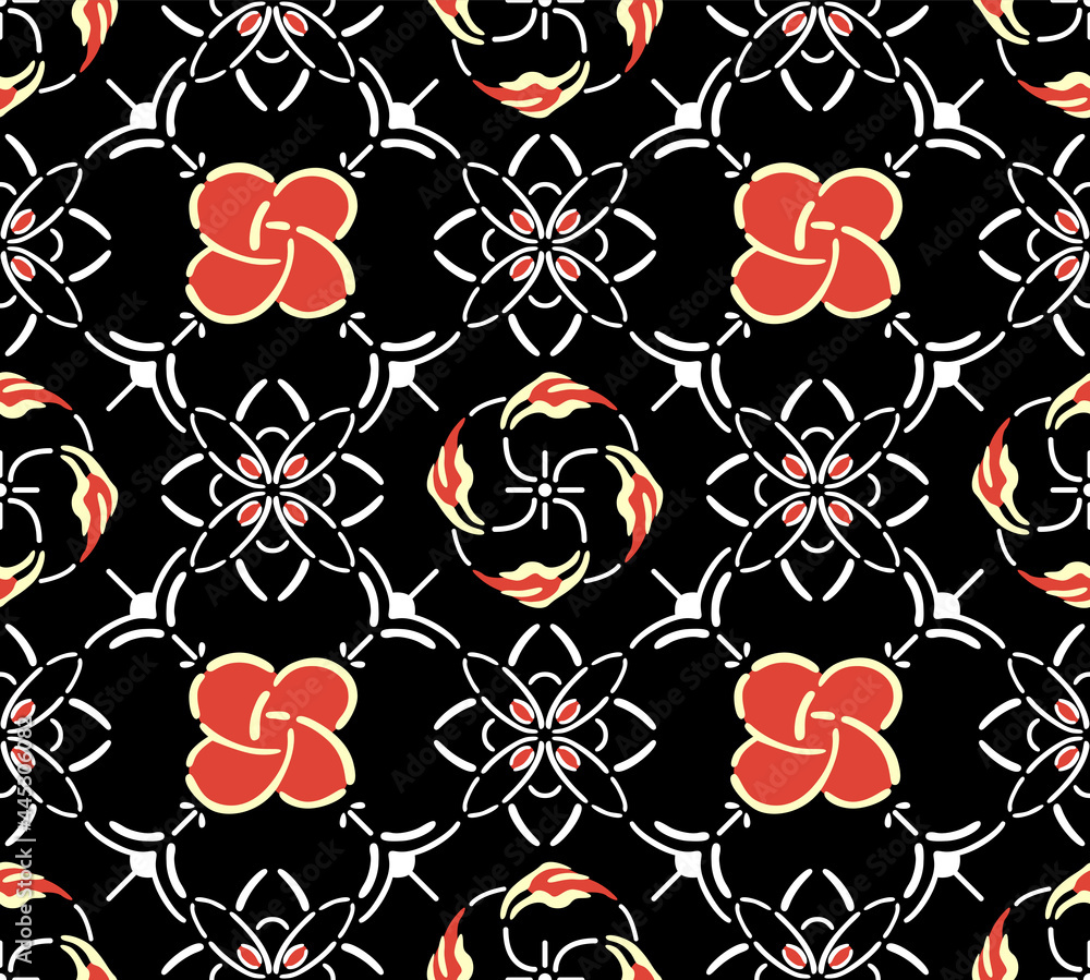 Japanese Luxury Flower Motif Vector Seamless Pattern Japanese Luxury Flower Motif Vector Seamless Pattern