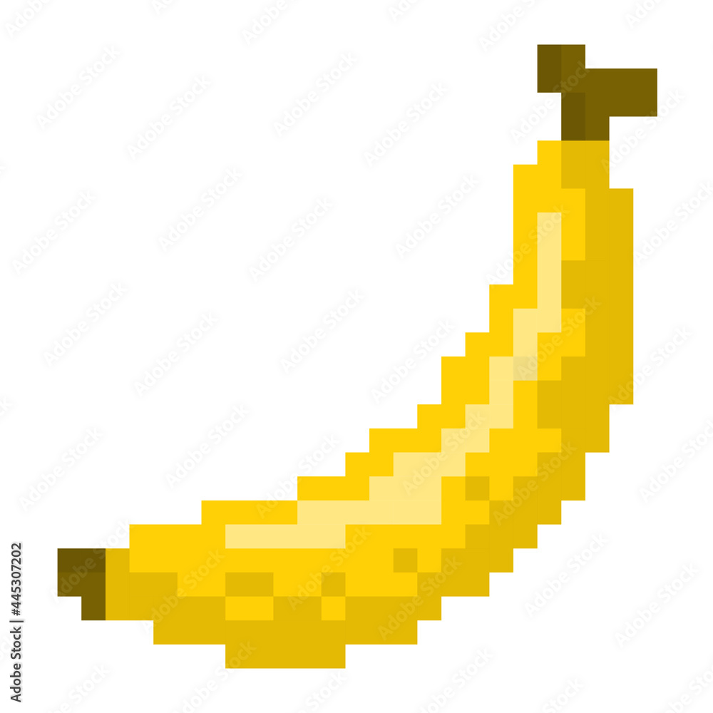 Banana pixel art fruit food icon illustration vector