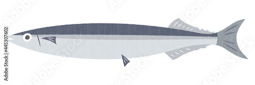 Cute hand-drawn mackerel pike vector art 手描き風のかわいいサンマ