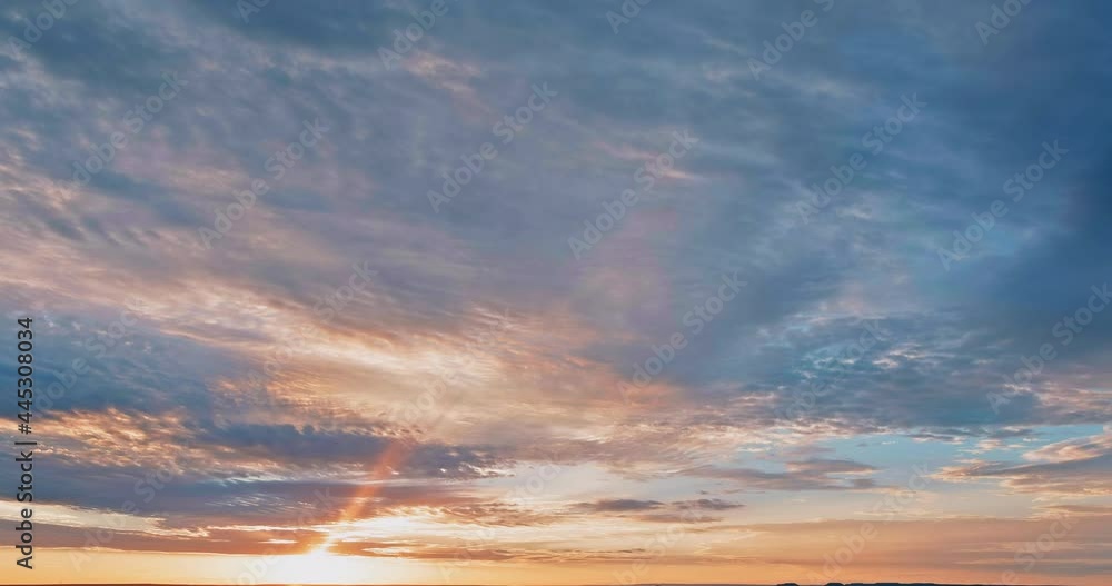 Gorgeous panorama early morning with lining cloud on the orange sky scenic the strong of sunrise Gorgeous panorama early morning with lining cloud on the orange sky scenic the strong of sunrise
