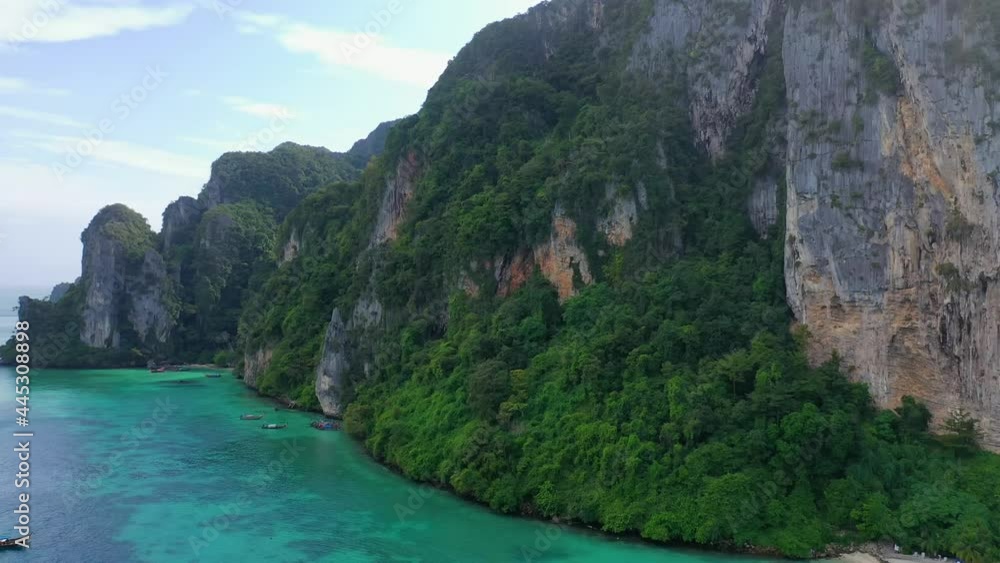 Aerial Drone Shot Koh Phi Phi tropical island - Thailand Tourism Paradise Aerial Drone Shot Koh Phi Phi tropical island - Thailand Tourism Paradise