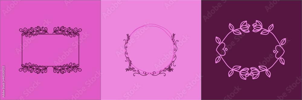elegant geometric floral and laurel frame set elegant geometric floral and laurel frame set