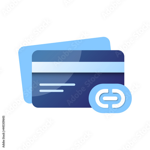 link to bank account, debit card concept illustration flat design vector eps10. simple, modern, trendy style for infographic, empty state ui, icon with gradient