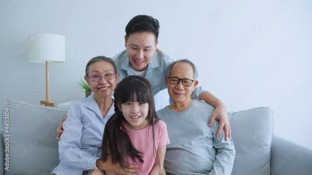 Portrait of Asian muti-generation, family spend time together in house Portrait of Asian muti-generation, family spend time together in house