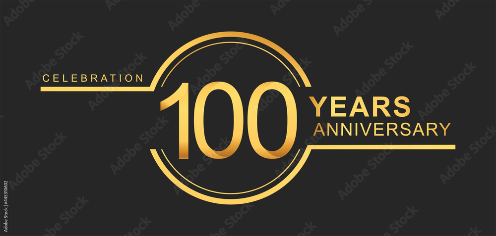 100th years anniversary golden and silver color with circle ring isolated on black background for anniversary celebration event 100th years anniversary golden and silver color with circle ring isolated on black background for anniversary celebration event
