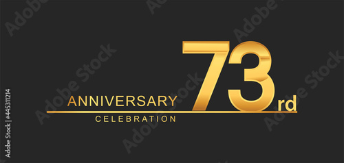 73rd years anniversary celebration with elegant golden color isolated on black background, design for anniversary celebration. photo