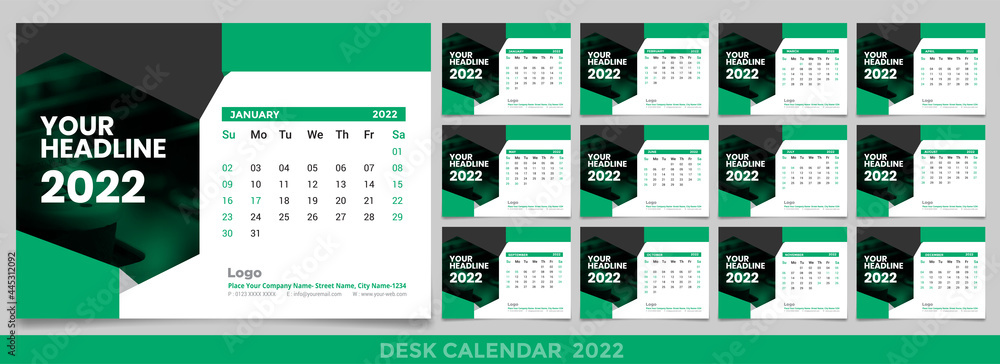 Calendar 2022, 2023 year template vector and a mockup desk calendar ...