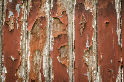 Texture of old wooden with peeling paint on wooden background.