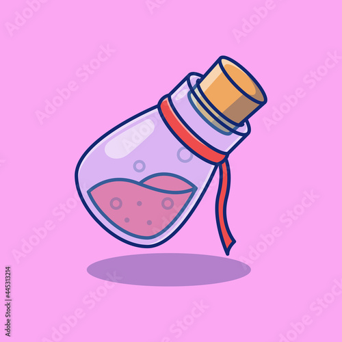 Purple lucky potion bottle illustration design. Premium isolated object design concept