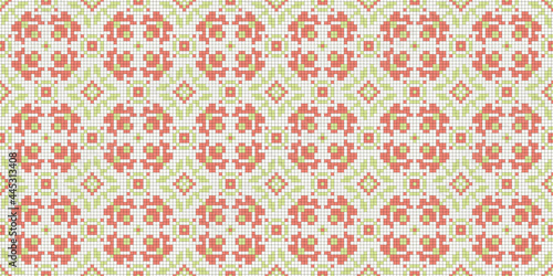 Wallpaper Mural Pixel art. Organic motif, botanical motif background. Seamless pattern.Vector.ピクセルアートのスタイリッシュな有機的パターン Torontodigital.ca